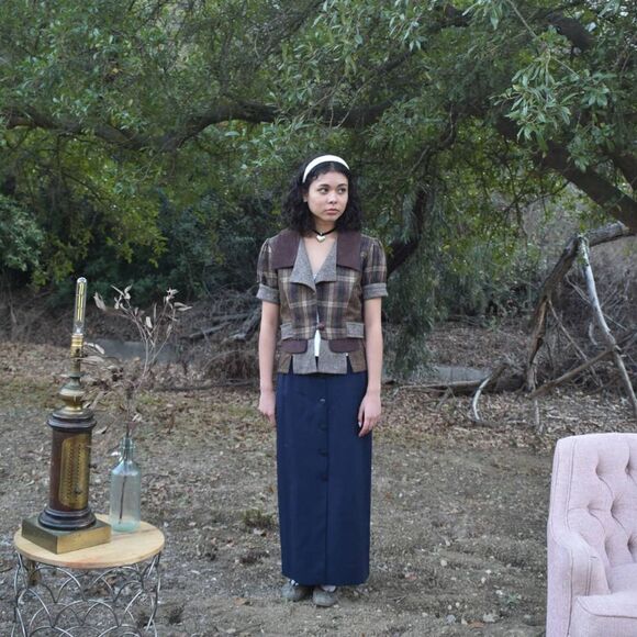 Vintage State of Claude Montana Navy Wool Button Up Skirt- 6 - Picture 2 of 6